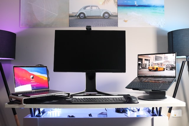 Desk setup with monitor